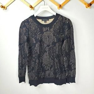 Ann Taylor crewneck floral lace textured sweater